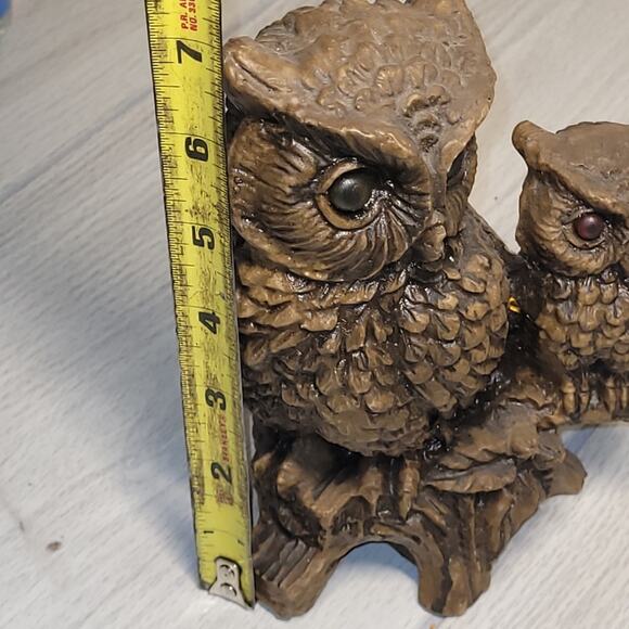 Vintage Perched Pair Of Owl Figurines Retro Mom And Baby 7" Porcelain/Ceramic - Picture 6 of 8